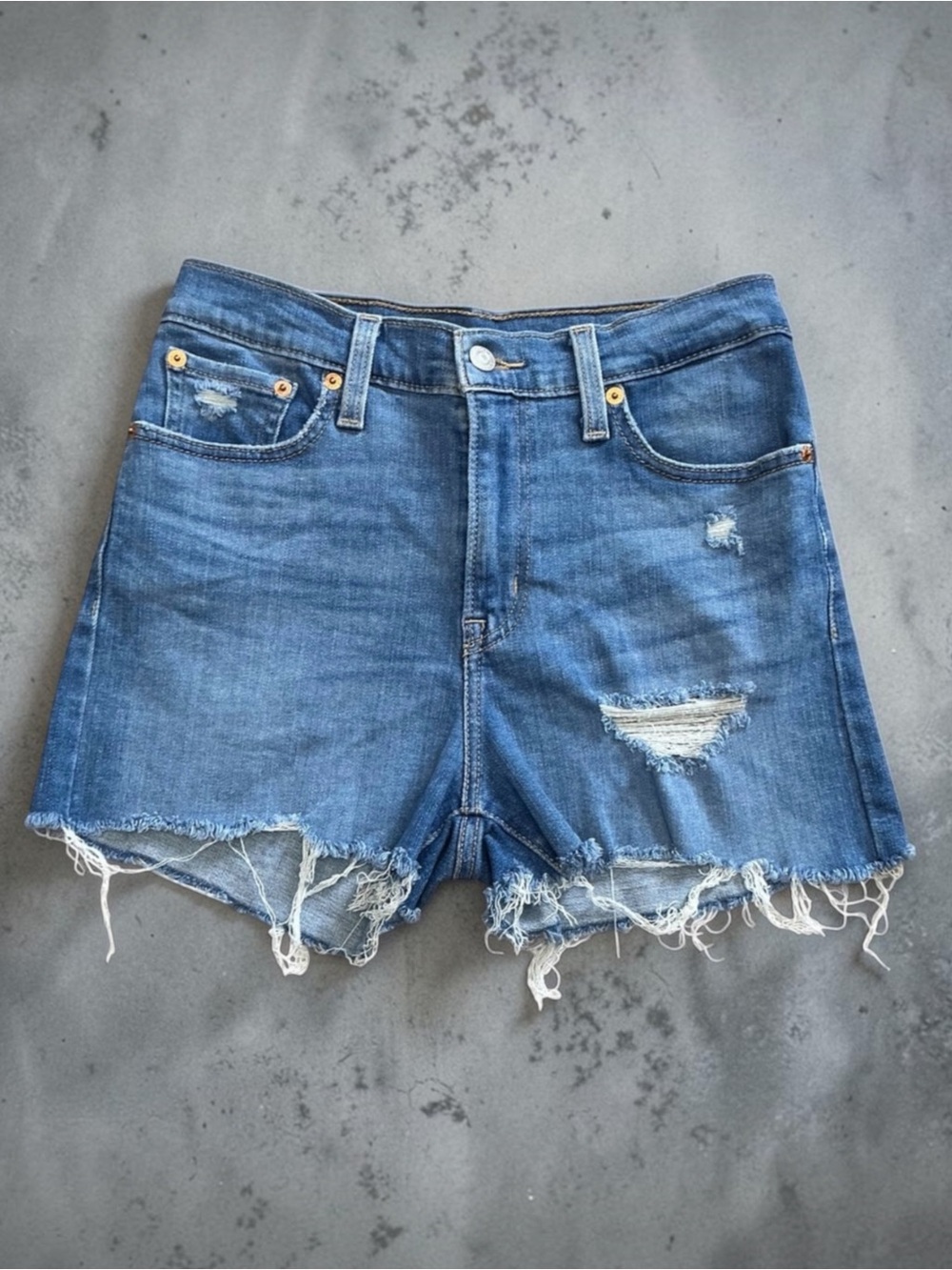 Levi's High Rise Distressed Denim Cutoff Shorts